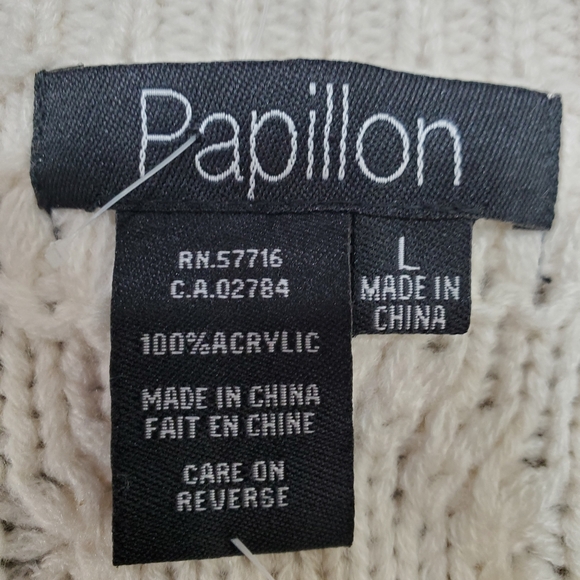 Papillon crop top women's sz large cream cable knit crochet cottagecore - Picture 5 of 7